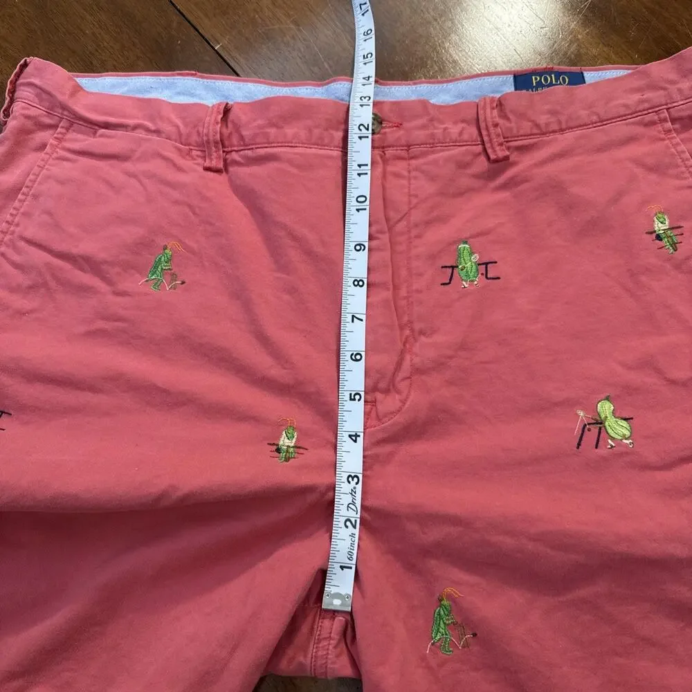 Polo‎ Ralph Lauren Chino Shorts Pink Pickleball Cricket AOP Men’s Size 40
